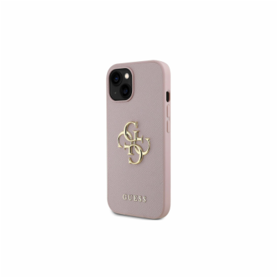 Guess PU 4G Metal Logo Zadní Kryt pro iPhone 15 Růžová Za...