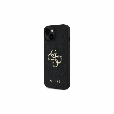 Guess PU 4G Metal Logo Zadní Kryt pro iPhone 15 Černá Zad...