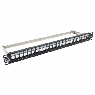 LYNX Patch panel 19", 24 portů, neosazený, stíněný, černý...