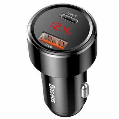 Baseus nabíječka do auta Magic USB-C PD, USB-A 45W s disp...