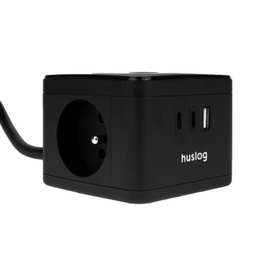Nabíjecí stanice Huslog 12W 2xzásuvka, 2xUSB-C, 1xUSB černá