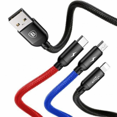 Datový kabel Baseus 3v1 USB/microUSB, Lightning, USB-C 1,...