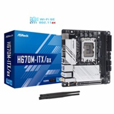 BAZAR - ASRock MB Sc LGA1700 H670M-ITX/AX, Intel H670, 2x...
