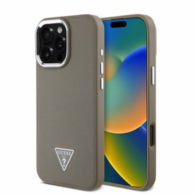Guess PU Grained Triangle Logo Zadní Kryt pro iPhone 16 P...