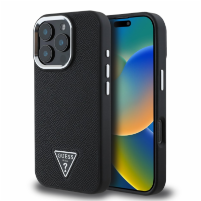 Guess PU Grained Triangle Logo Zadní Kryt pro iPhone 16 P...