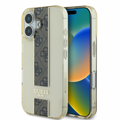 Guess IML Middle 4G Stripe Zadní Kryt pro iPhone 16 Brown...