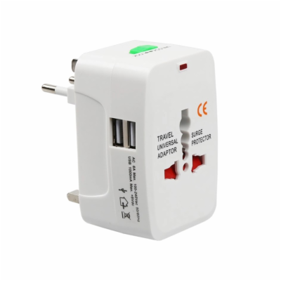DeTech Univerzální cestovní adaptér - 2xUSB,1.0A, EU/US/U...