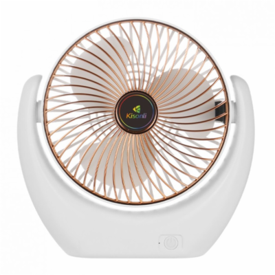 Přenosný ventilátor Kisonli F105, 2000mAh – bílá/zlatá Př...