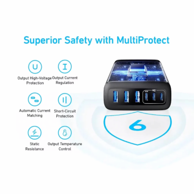 Nabíjecí stanice Anker 112W 3xUSB-C, 3xUSB černá