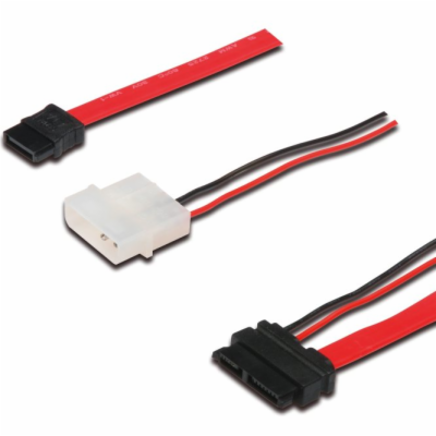 PremiumCord kabel SATA datový + napájecí 0.5m slim line