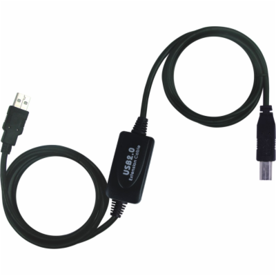 PremiumCord USB 2.0 repeater a propojovací kabel A/M-B/M 20m
