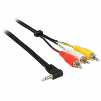 Delock Cable Stereo jack 3.5 mm 4 pin male angled > 3 x R...