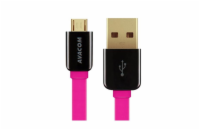 Kabel AVACOM MIC-40P USB - Micro USB, 40cm, růžová