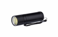 LED svítilna kovová, 3W COB LED, na 3x AAA černá