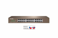 Tenda TEG1024D 24x Gigabit Switch, Fanless-bez ventilátorů, Rackmount, ochrana proti přepětí