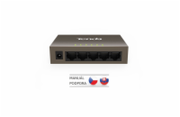 Tenda TEF1005D - 5x 10/100Mbps Switch, Fanless-bez ventilátorů, ochrana proti přepětí, Auto MDI/MDIX