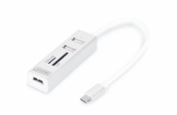 DIGITUS USB 2.0 Type-C s ctečka karet 3x USB 2.0. 1x SD, 1x MicroSD Port, Hliník