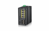 Zyxel RGS200-12P, 12-port Gigabit WebManaged switch: 8x GbE + 4x SFP, PoE (802.3at, 30W), Power budget 240W, DIN rail/Wa