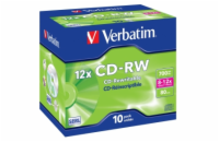 VERBATIM CD-RW(10-Pack)Jewel/High Speed/8x-12x/DLP/700MB