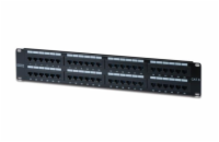 Digitus DN-91648U Digitus CAT 6 patch panel, nestíněný, 48 portů RJ45, 8P8C, LSA, 2U, montáž do stojanu, bl, 482x44x109 mm