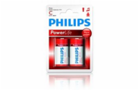 Philips baterie C PowerLife, alkalická - 2ks