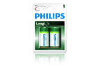 Philips baterie C LongLife zinkochloridová - 2ks, blister