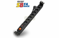 OCRACK ACAR 19" napájecí panel S8/3m 8x230V-3m BK