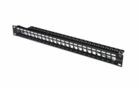 DIGITUS Patch Panel Case 1U for Keystone Module 24-Port 19Inch for RJ45 and LWL module black RAL 9005