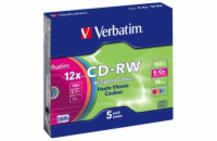 VERBATIM CD-RW80 700MB/ 12x/ COLOR slim/ 5pack