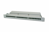 Digitus CAT 6 patch panel, stíněný, 24 portů RJ45, 8P8C, LSA, 1U, montáž do stojanu, šedá, 482x44x109 mm