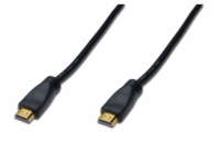 DIGITUS HDMI 3D propojovací kabel s integrovaným zesilovačem,30m, AWG26, 2x stínění, M/M, UL, zlacené konektory, černý