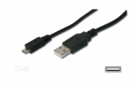 Digitus USB 2.0 kabel USB A samec na USB micro B samec, 2x stíněný, Měď, 3m