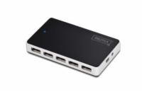 Digitus DA-70229 Digitus USB 2.0 Hub 10 port, 10x USB A / F, 1x USB mini vč. napájení 5V DC 4A, 1m, bl