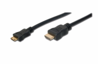 Digitus HDMI 1.3 / 1.2 (C to A) připojovací kabel 2 m, pozl. kontakty, Ultra HD 24p 