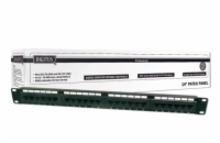 DIGITUS CAT 5e patch panel, nestíněný, 24 portů RJ45, 8P8C, LSA, 1U, do  stojanu, černý, 482x44x109