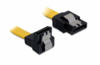 Delock Kabel SATA III 70cm, přímý/dolů, žlutý, kovová západka (82814)