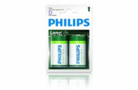 Philips baterie D LongLife zinkochloridová - 2ks, blister