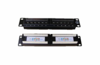 DATACOM Patch panel UTP 10" 12 port CAT5E, 2x6 pozic, 1U, zadní zářez, černý