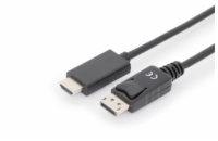 Digitus Assmann AK-340303-010-S Digitus kabelový adaptér DisplayPort, DP - HDMI typu A, M / M, 1,0 m, s blokováním, DP 1.2_HDMI 2.0, 4K / 60Hz, CE, bl