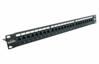 SOLARIX patch panel, CAT6, 24 x RJ45 , UTP, s vyvazovací lištou, černý, 1U