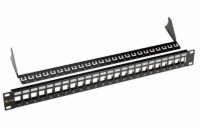 19" modulární neosazený patch panel Solarix 24 portů černý 1U SX24M-0-STP-BK-UNI