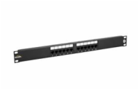 19" patch panel Solarix 12 x RJ45 CAT5E UTP 150 MHz černý 1U SX12-5E-UTP-BK