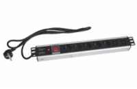 19" napájecí panel OC 5x230V+2xIEC 2m PPO SW Black