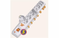 Acar P7 3m kabel, 5+2 zásuvek, přepěťová ochrana, bílá