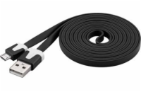 PremiumCord Kabel microUSB 2.0, A-B, plochý, černý