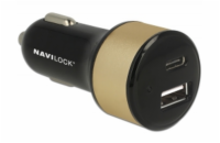 Navilock Autonabíječka 1 x USB Type-C™ + 1 x USB Typ-A