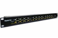 POE Gigabitový Patch panel Cat5 19" 12port 1U
