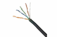 UTP kabel LYNX, Cat5E, drát, venkovní PE, černý, 305m