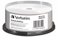 Verbatim BD-R 50GB 6x, printable, cakebox, 25ks (43749) VERBATIM BD-R(25-pack)Blu-Ray/spindle/DL+/6x/50GB/ WIDE PRINTABLE NO ID SURFACE HARD COAT