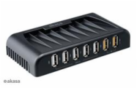 AKASA HUB USB Connect 7FC, 5x USB 2.0, 2 nabíjecí porty USB, externí, s napájecím adaptérem